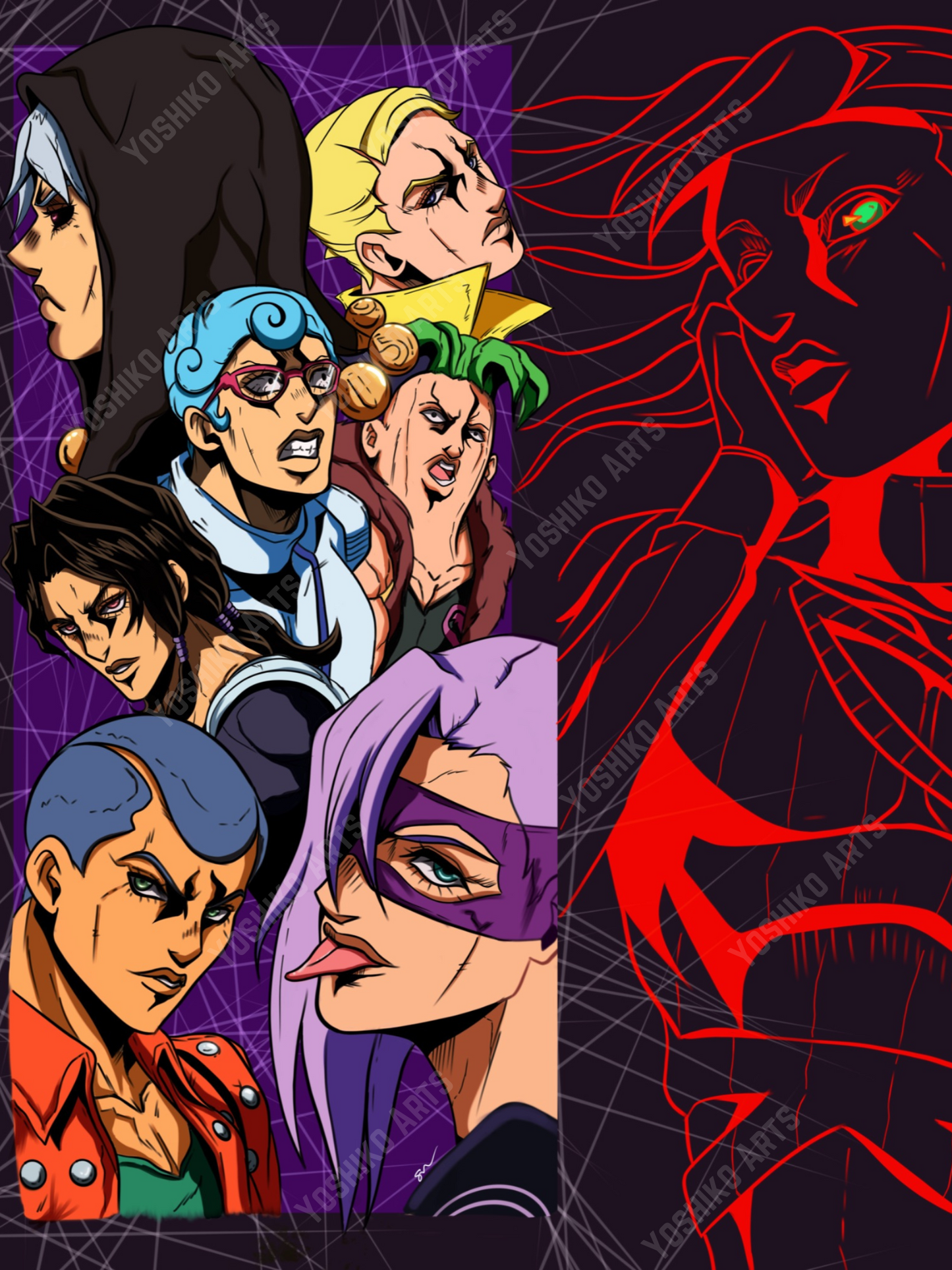 Golden Wind Villians Collage | 12 x 16 Art Print